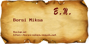 Borsi Miksa névjegykártya